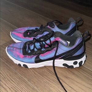 Nike React Sneakers - Black, Pink, and Blue